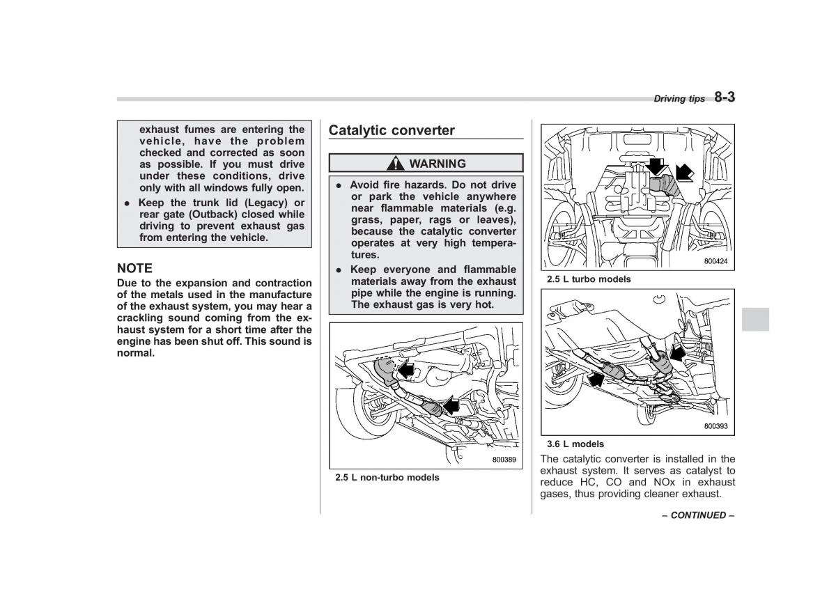 Subaru Outback Legacy IV 4 owners manual / page 318