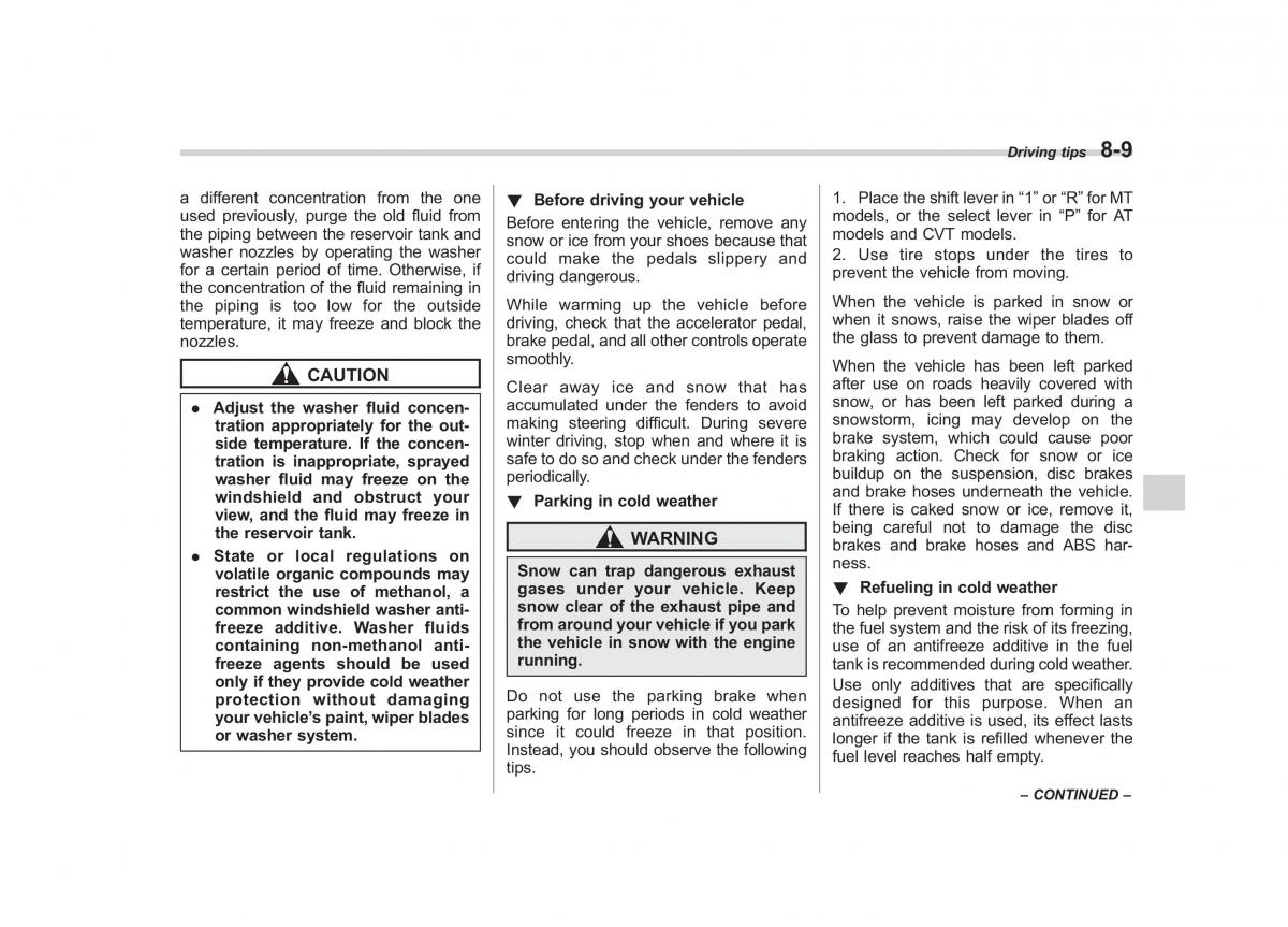 Subaru Outback Legacy IV 4 owners manual / page 324