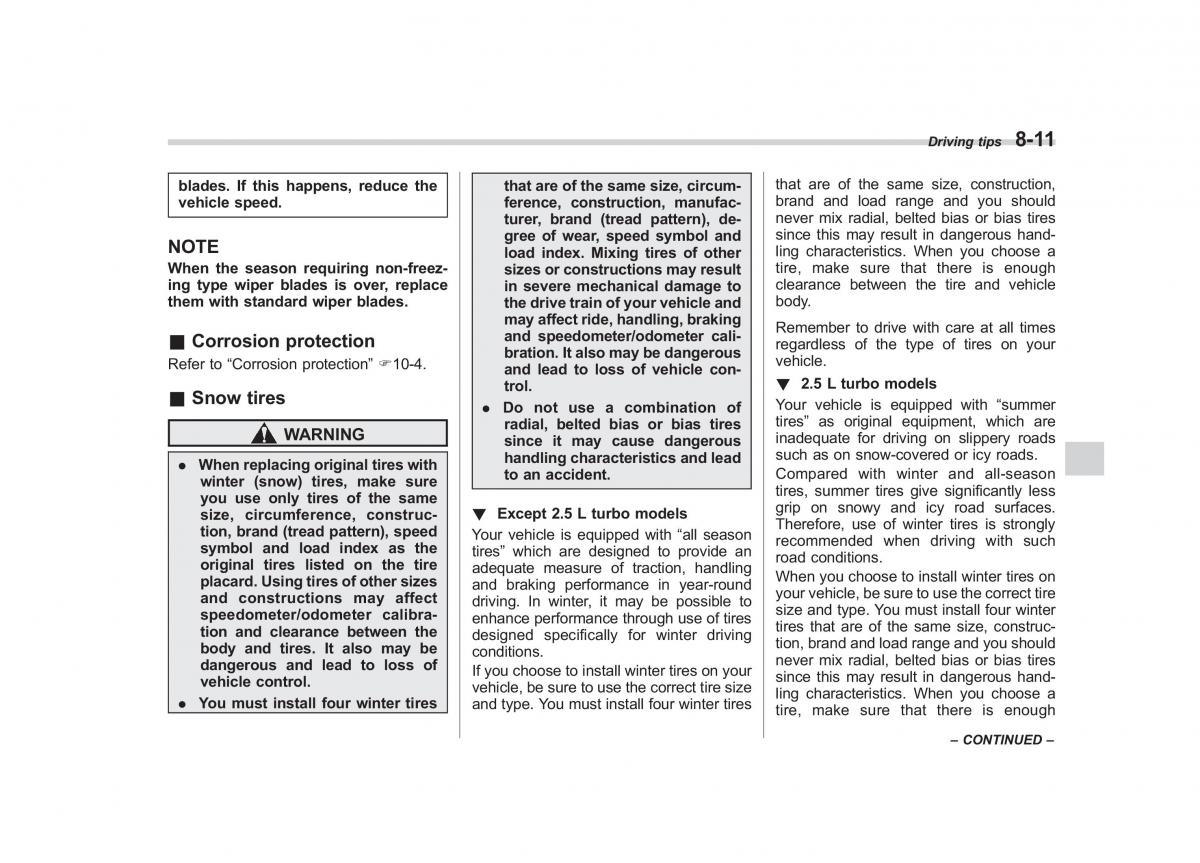 Subaru Outback Legacy IV 4 owners manual / page 326