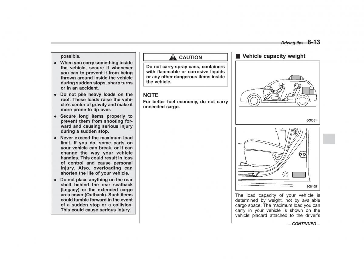 Subaru Outback Legacy IV 4 owners manual / page 328