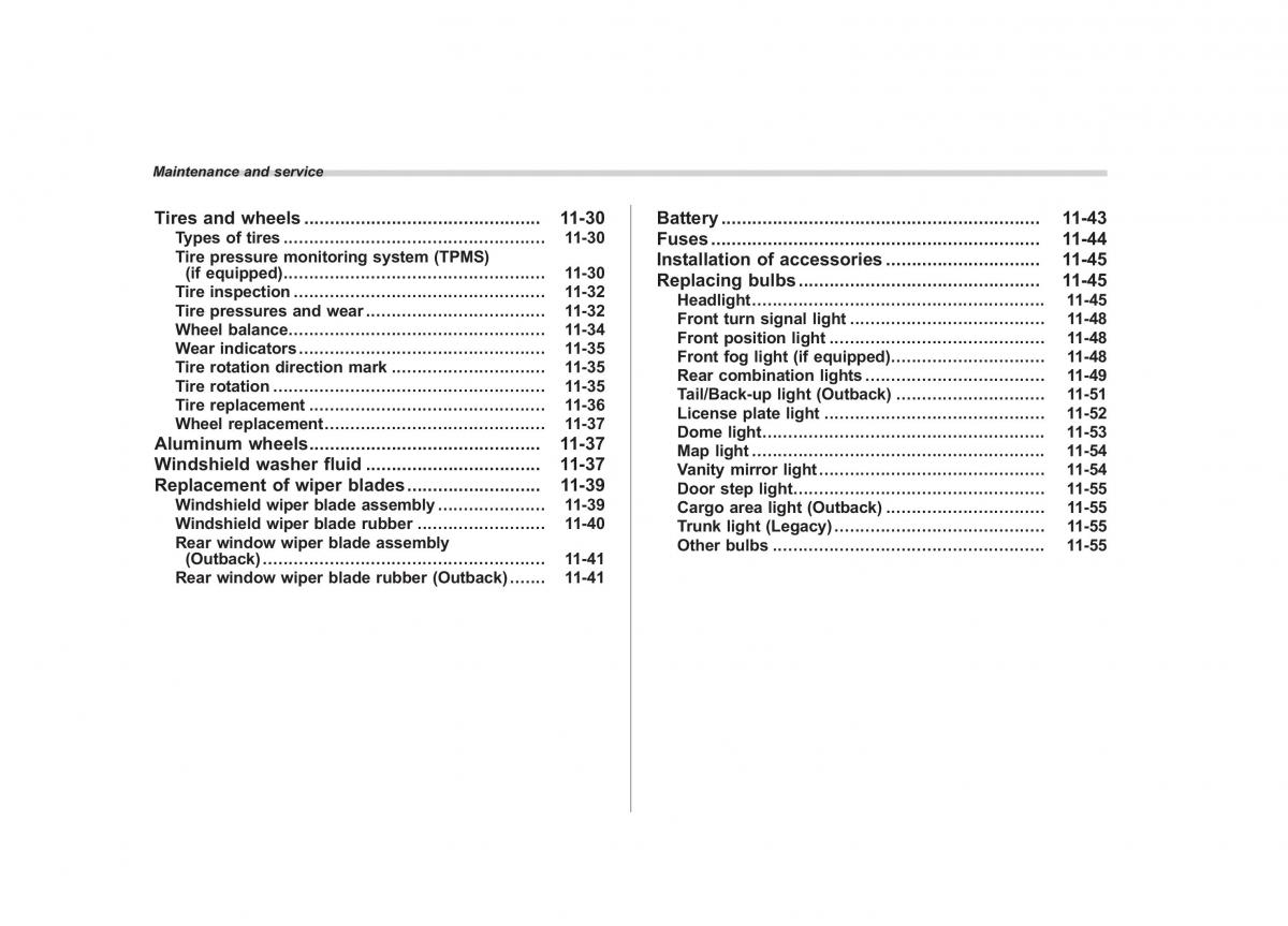 Subaru Outback Legacy IV 4 owners manual / page 373