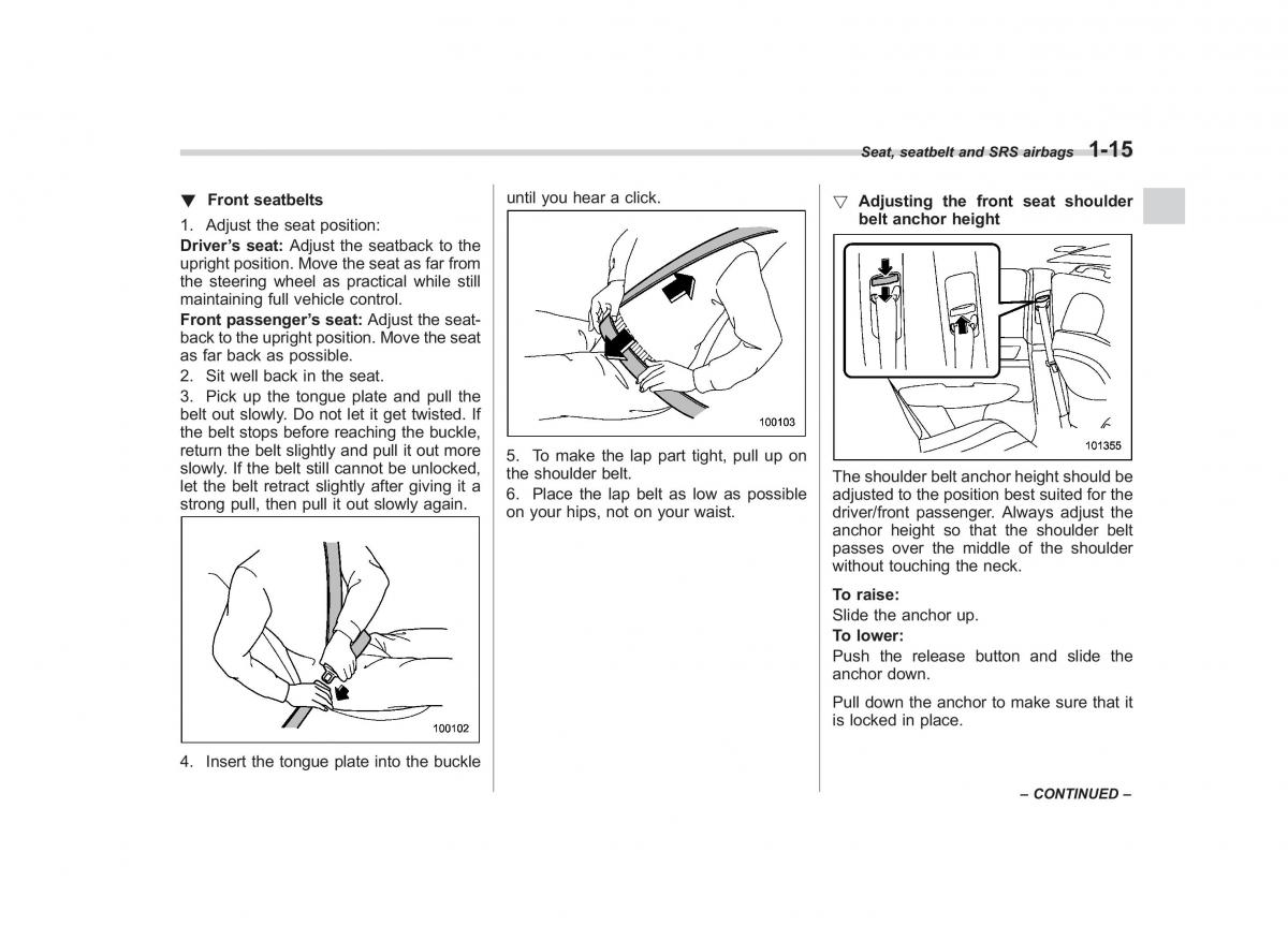 Subaru Outback Legacy IV 4 owners manual / page 38