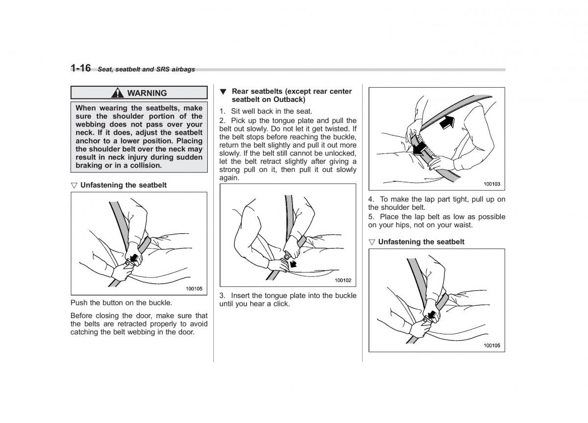 Subaru Outback Legacy IV 4 owners manual / page 39