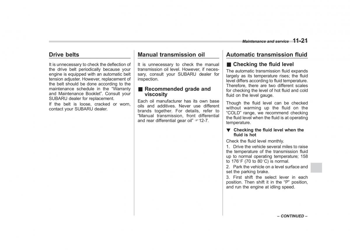 Subaru Outback Legacy IV 4 owners manual / page 392