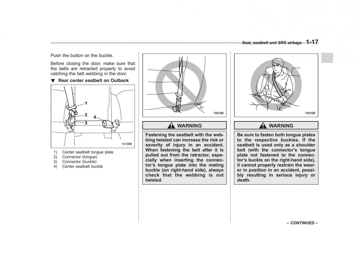 Subaru Outback Legacy IV 4 owners manual / page 40