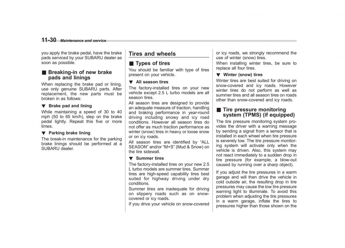 Subaru Outback Legacy IV 4 owners manual / page 401