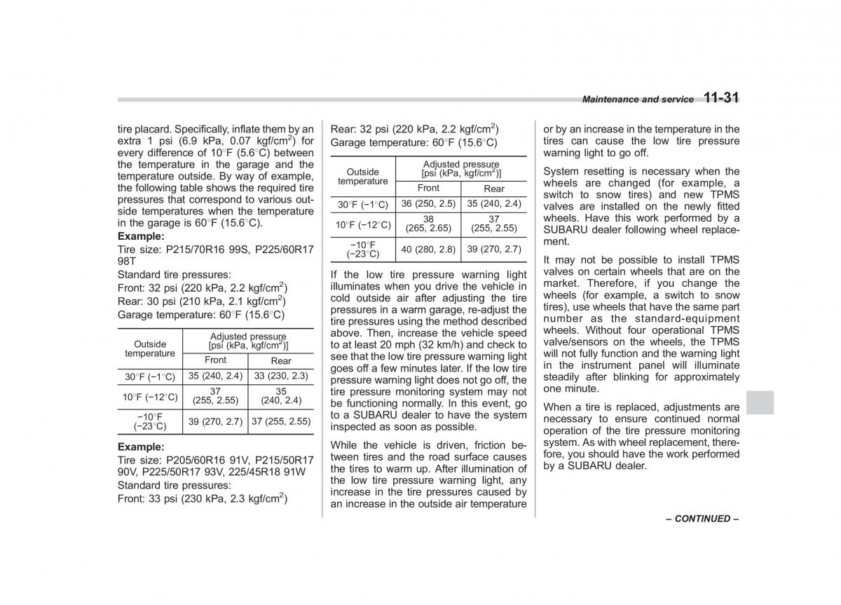 Subaru Outback Legacy IV 4 owners manual / page 402