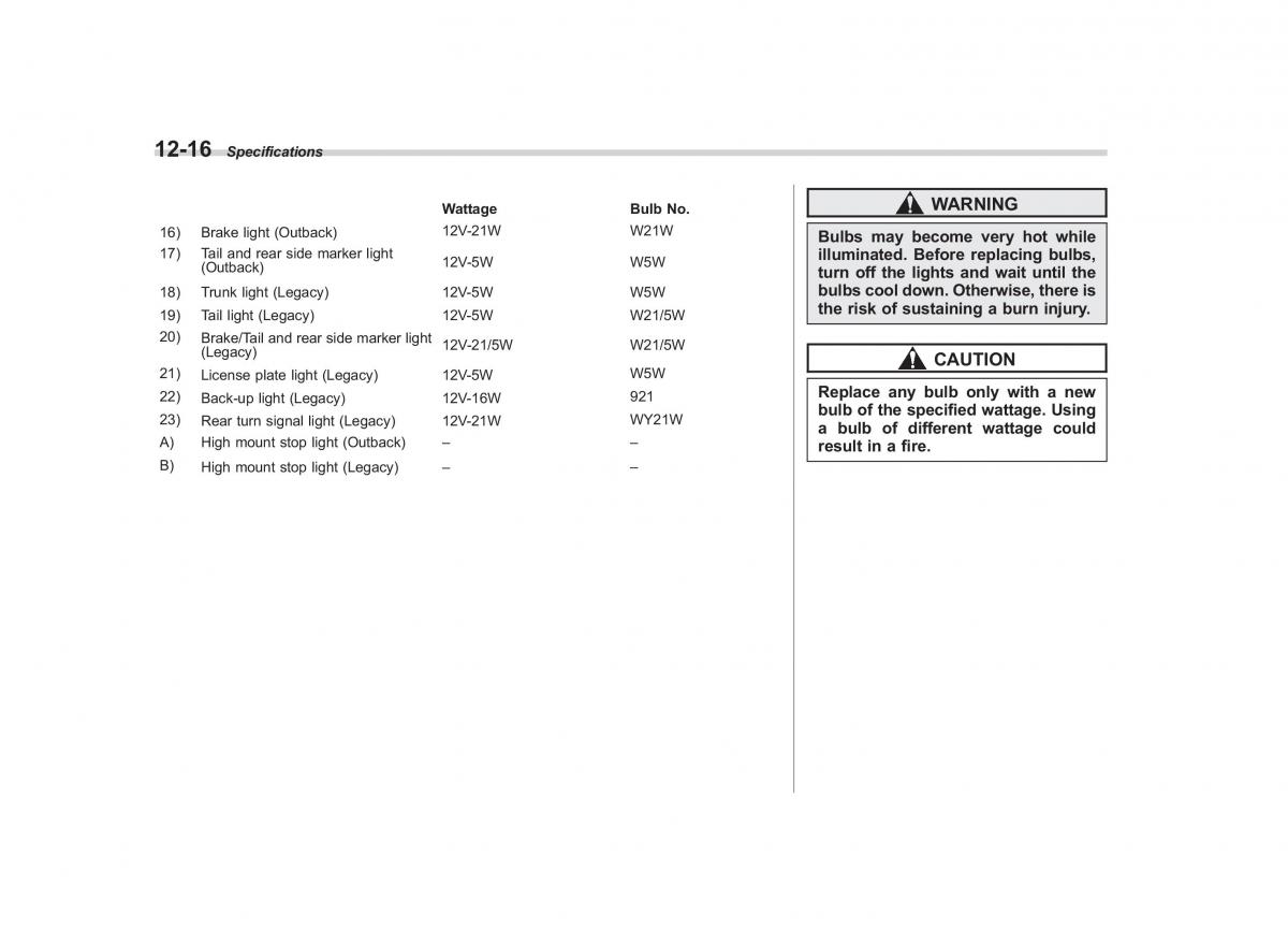 Subaru Outback Legacy IV 4 owners manual / page 443