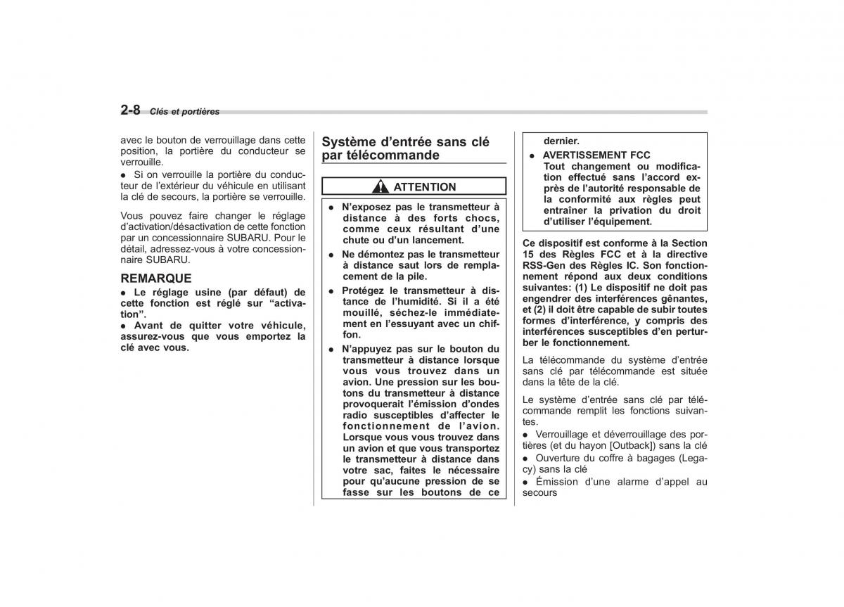 Subaru Outback Legacy IV 4 manuel du proprietaire / page 105