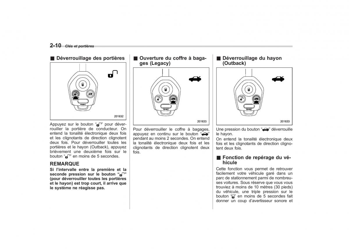 Subaru Outback Legacy IV 4 manuel du proprietaire / page 107