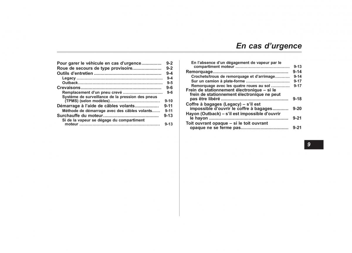 Subaru Outback Legacy IV 4 manuel du proprietaire / page 375