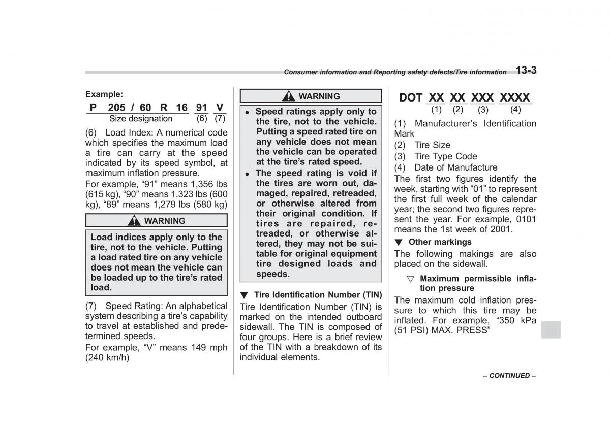 Subaru Outback Legacy V 5 owners manual / page 554