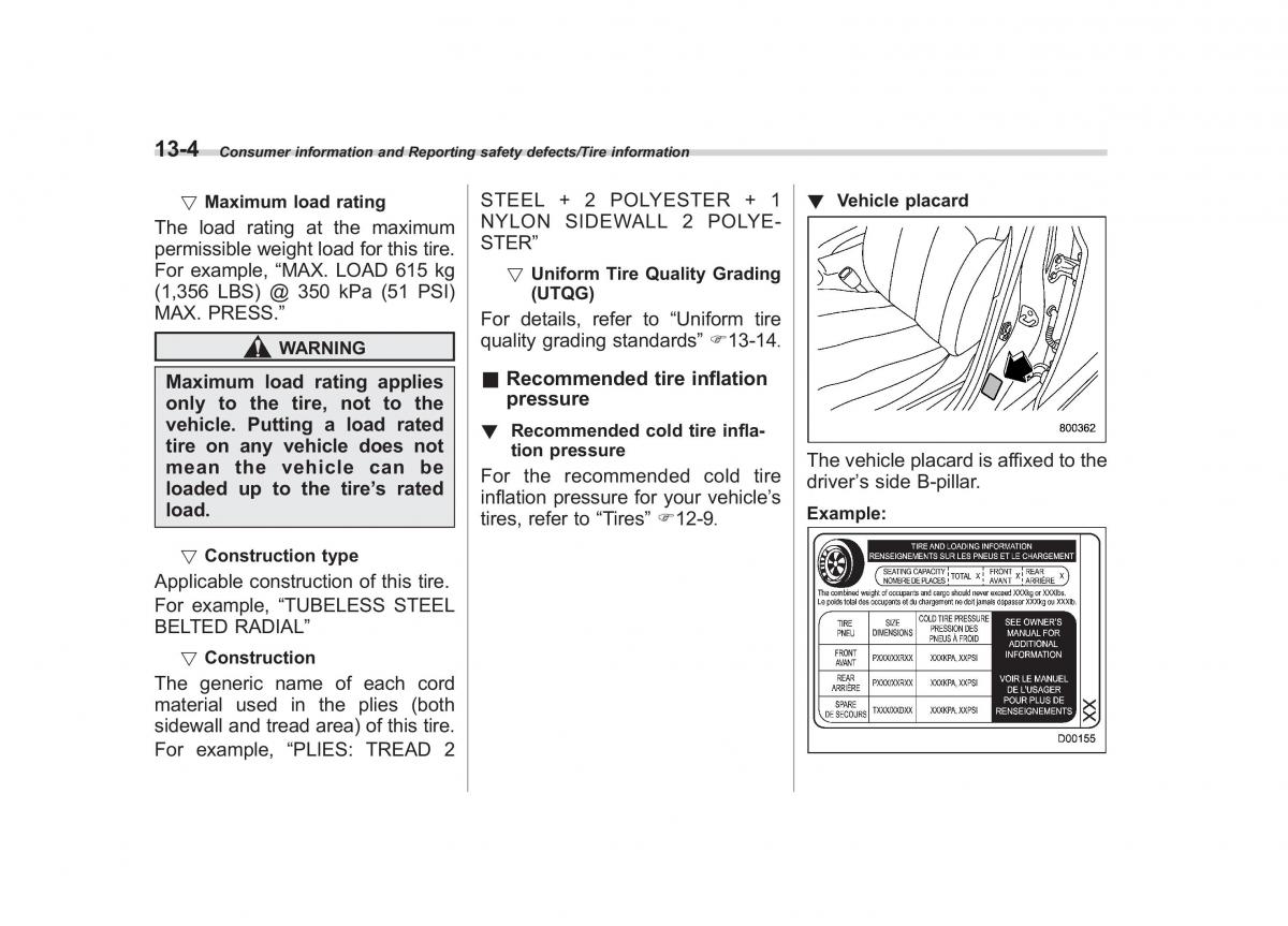 Subaru Outback Legacy V 5 owners manual / page 555