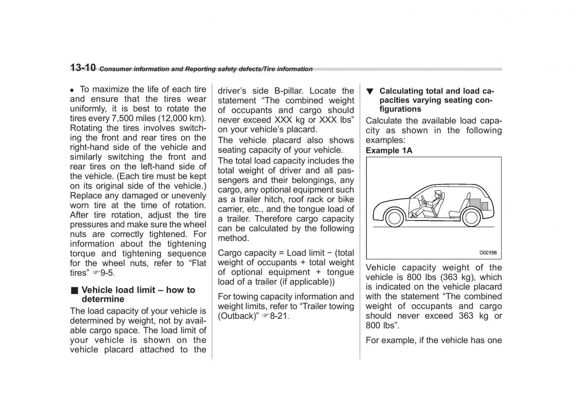 Subaru Outback Legacy V 5 owners manual / page 561