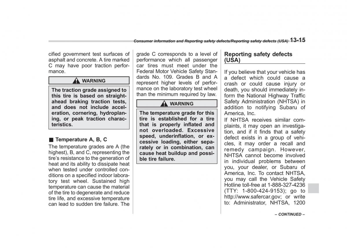 Subaru Outback Legacy V 5 owners manual / page 566