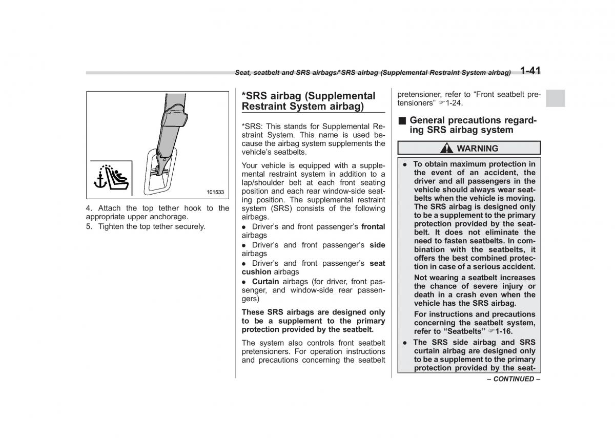 Subaru Outback Legacy V 5 owners manual / page 68