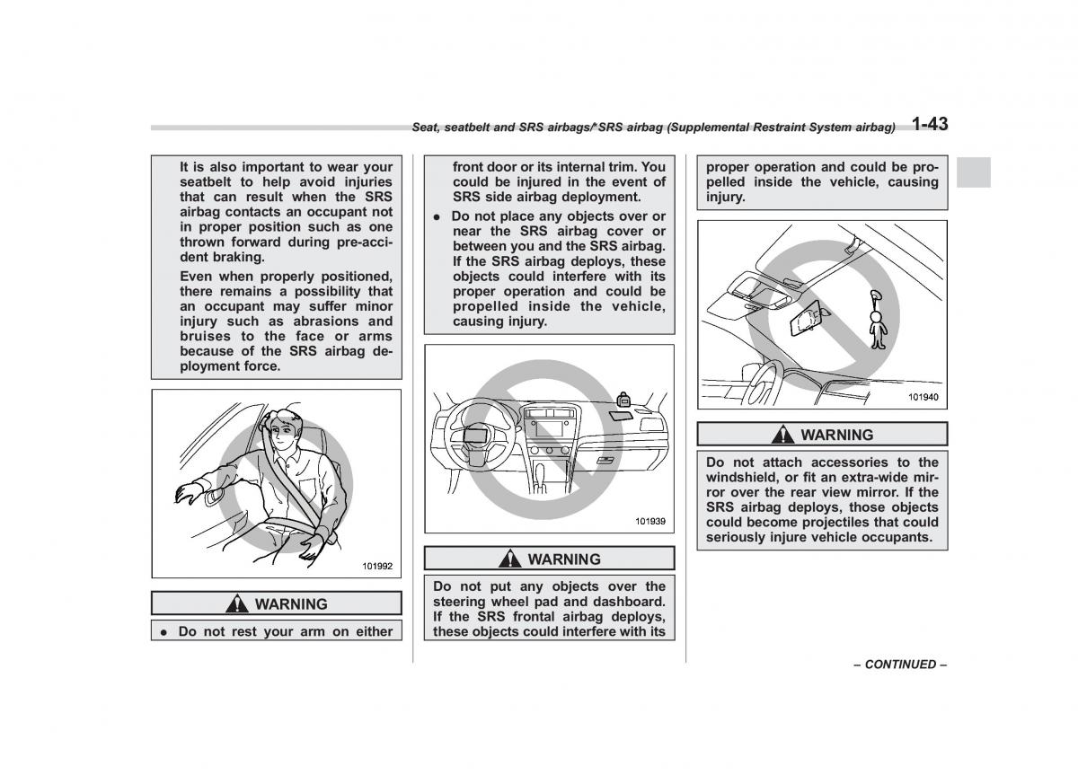 Subaru Outback Legacy V 5 owners manual / page 70