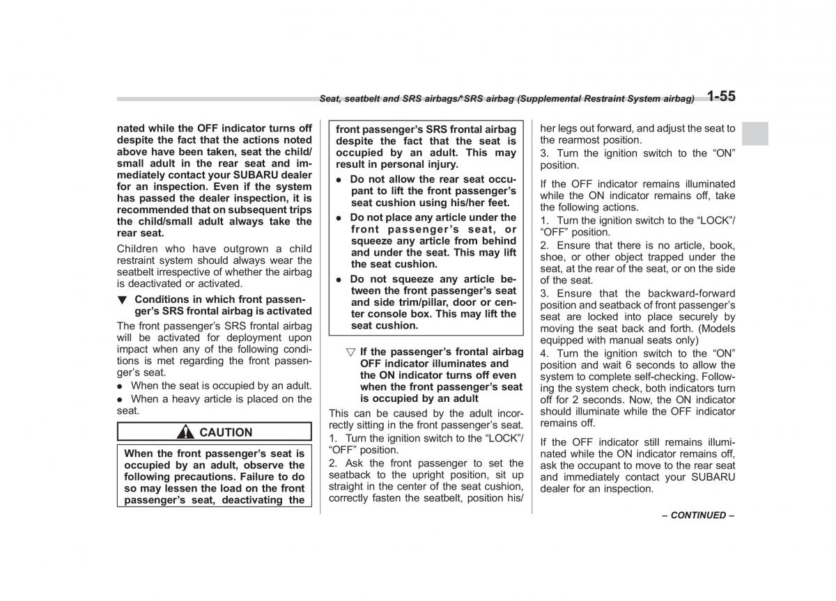 Subaru Outback Legacy V 5 owners manual / page 82