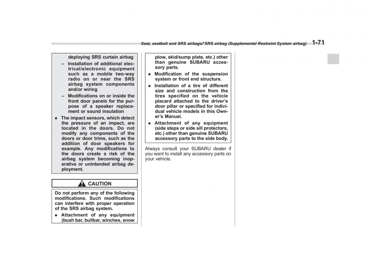 Subaru Outback Legacy V 5 owners manual / page 98