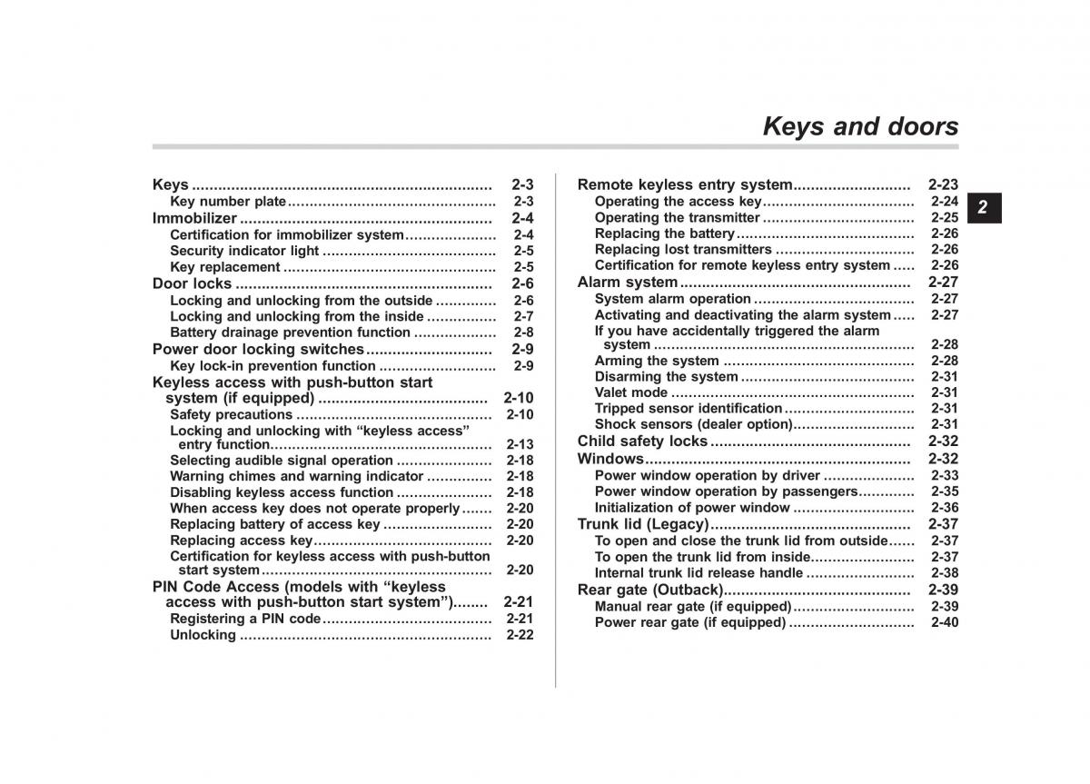 Subaru Outback Legacy V 5 owners manual / page 100