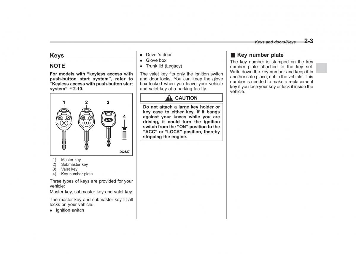 Subaru Outback Legacy V 5 owners manual / page 102