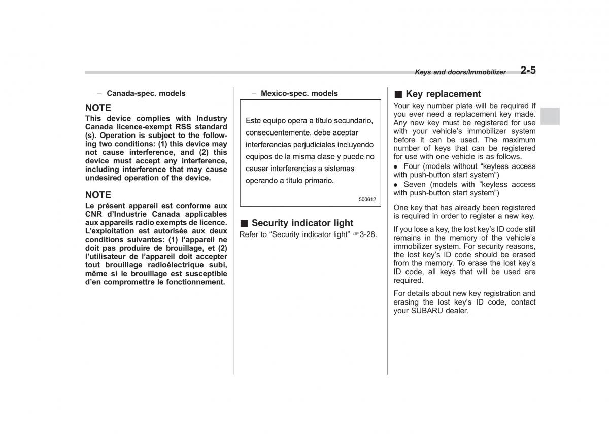 Subaru Outback Legacy V 5 owners manual / page 104