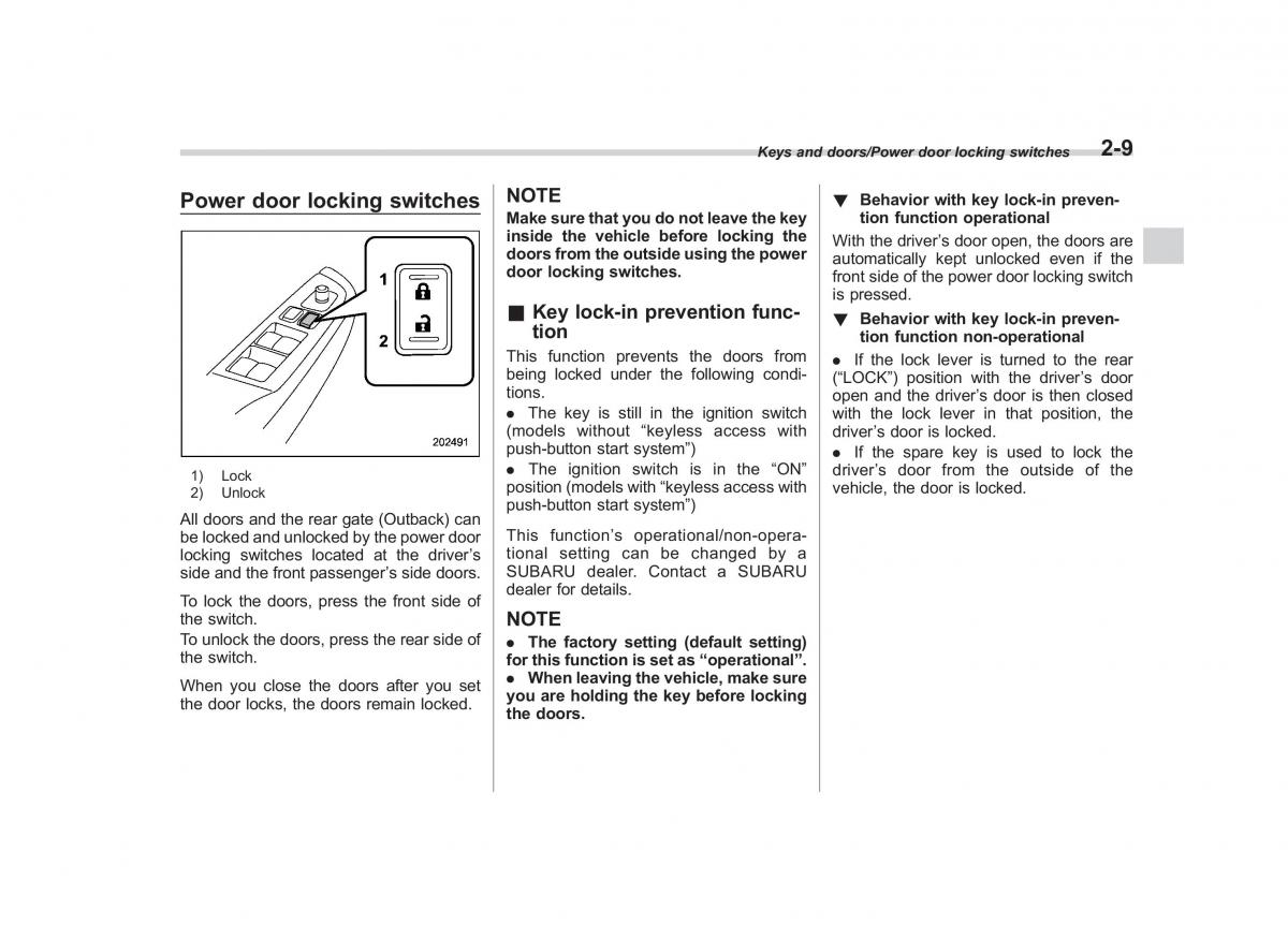 Subaru Outback Legacy V 5 owners manual / page 108