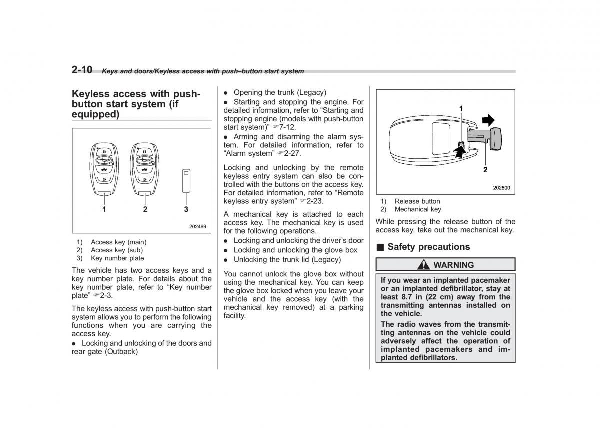 Subaru Outback Legacy V 5 owners manual / page 109