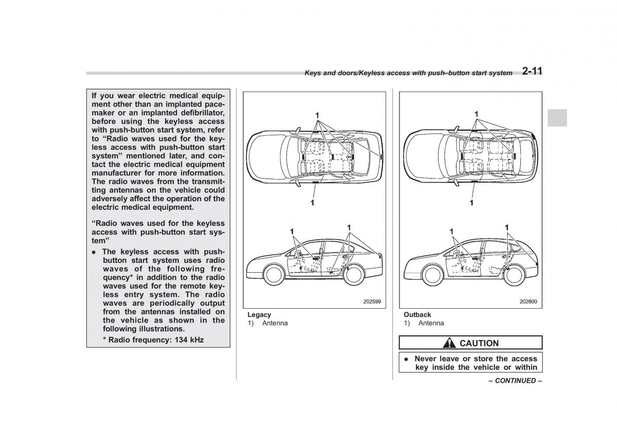 Subaru Outback Legacy V 5 owners manual / page 110