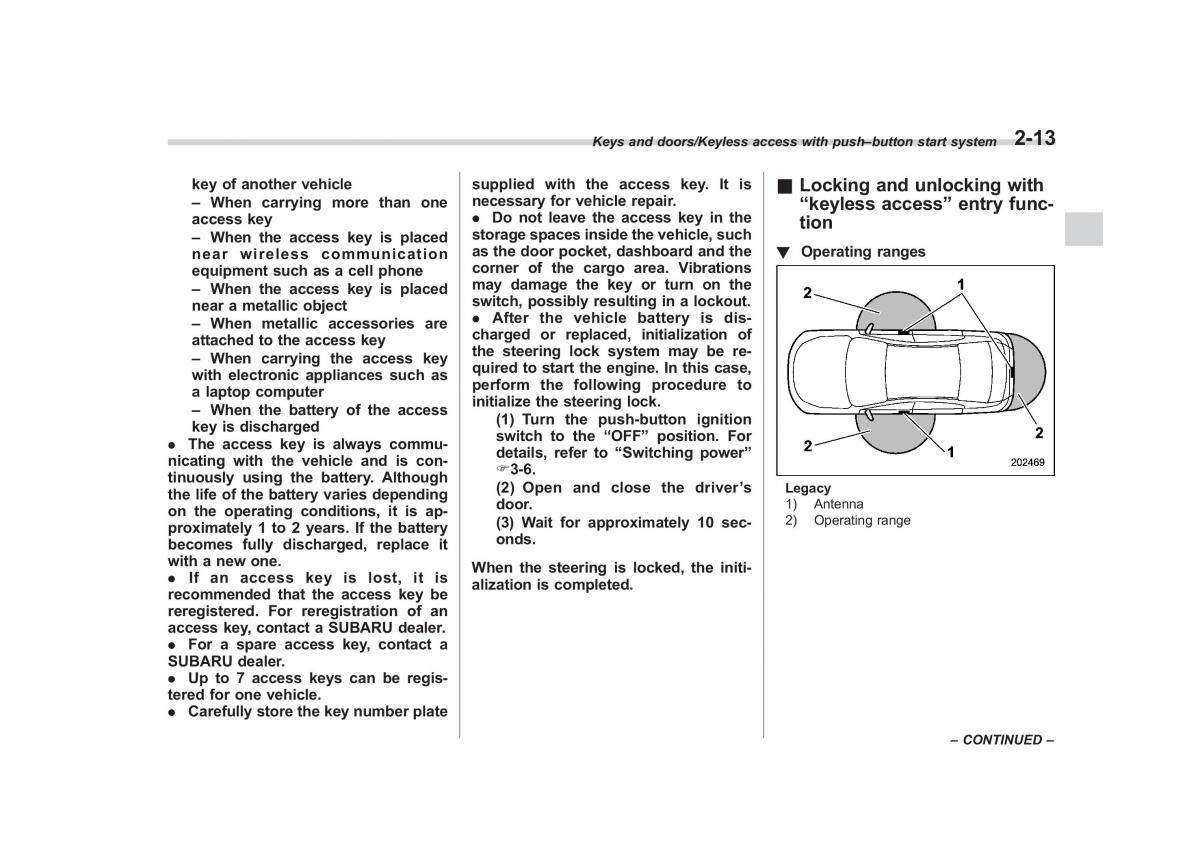 Subaru Outback Legacy V 5 owners manual / page 112