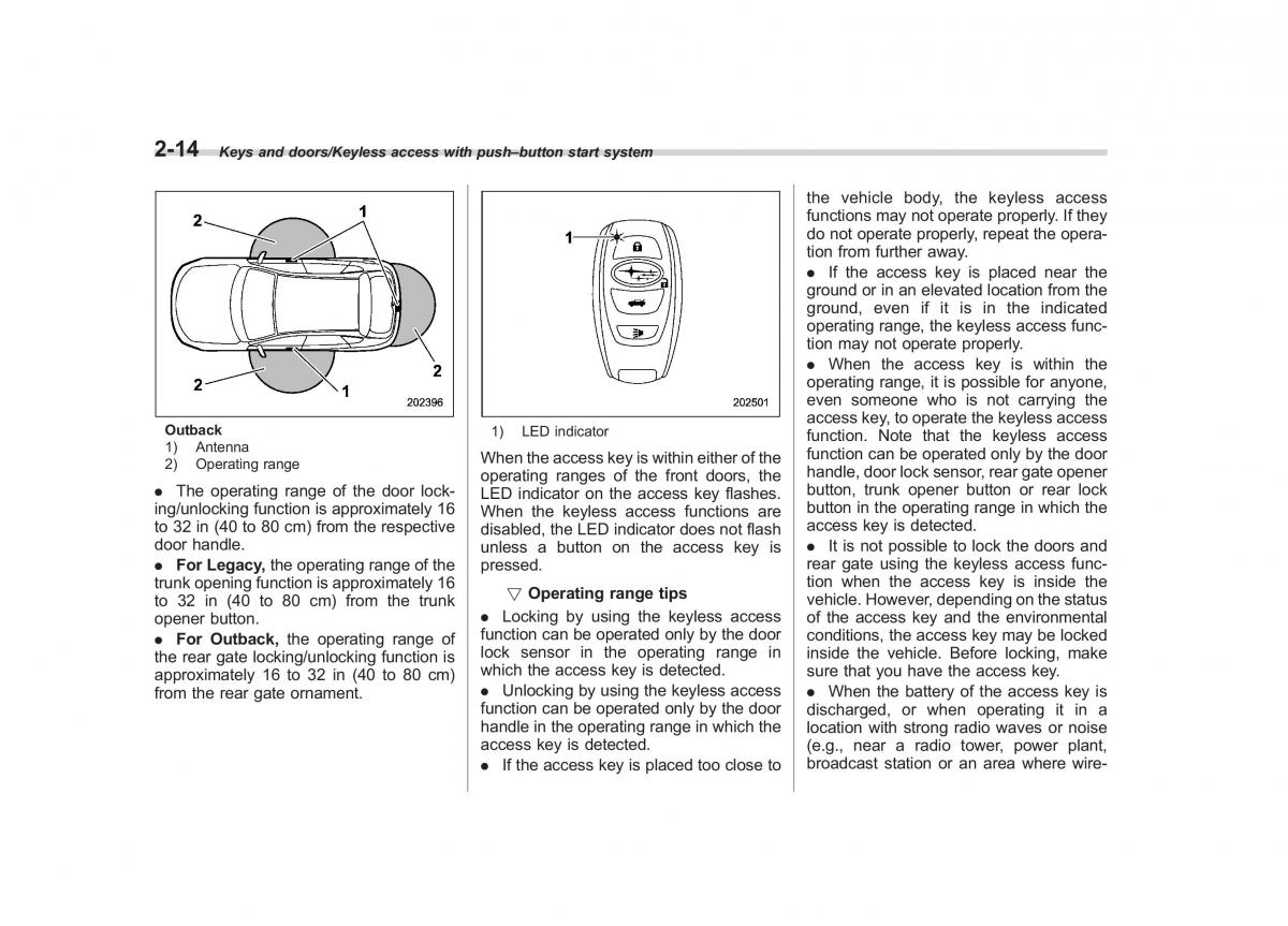 Subaru Outback Legacy V 5 owners manual / page 113