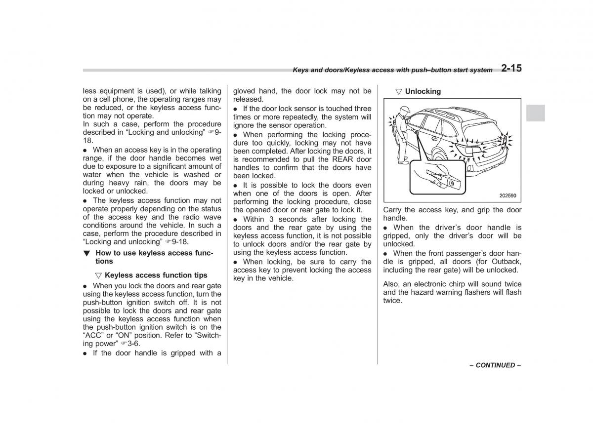 Subaru Outback Legacy V 5 owners manual / page 114