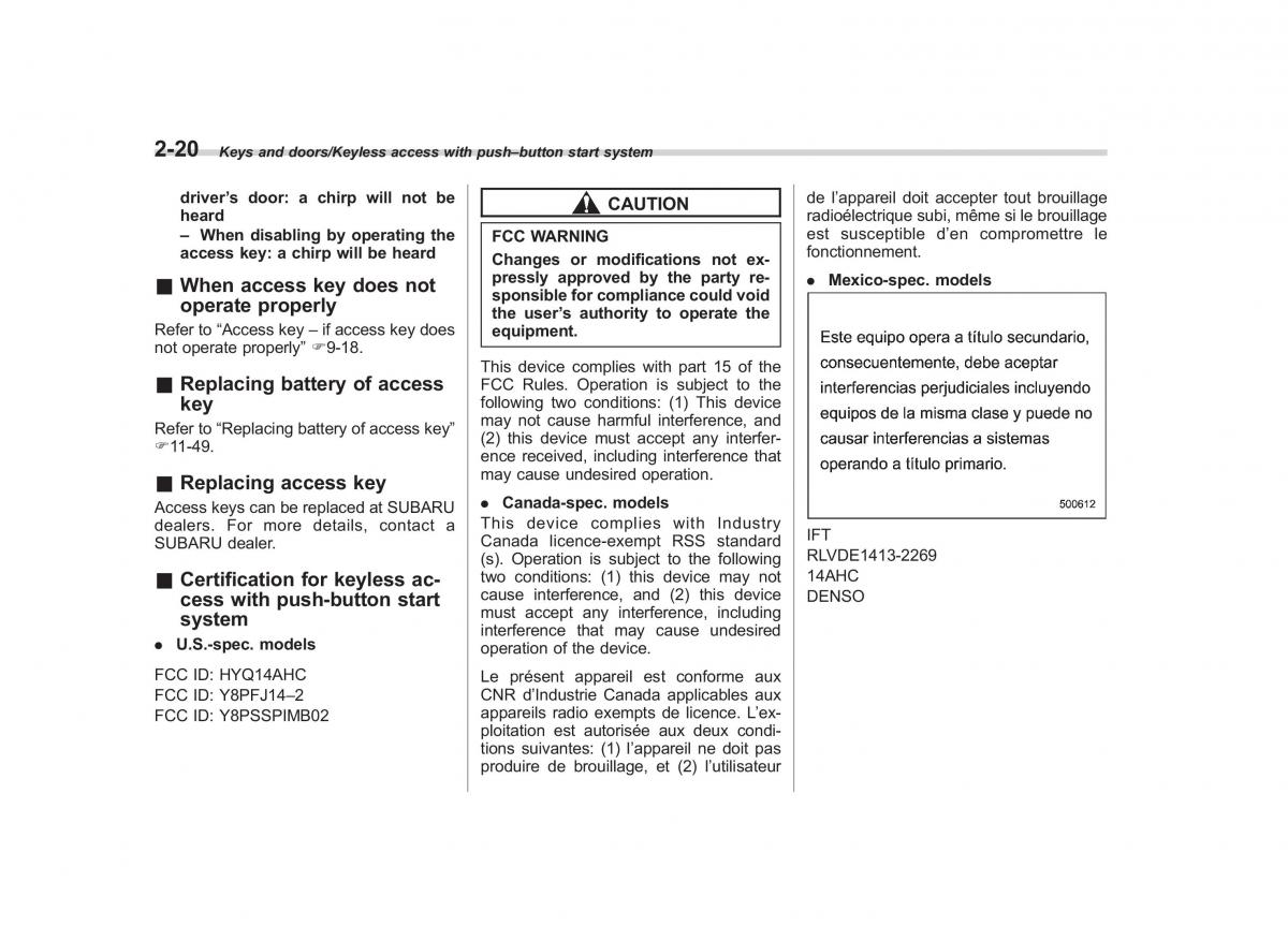 Subaru Outback Legacy V 5 owners manual / page 119