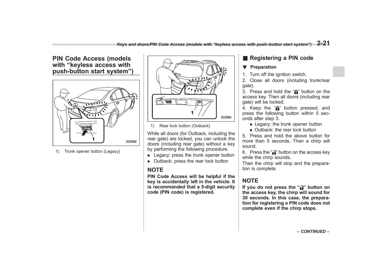 Subaru Outback Legacy V 5 owners manual / page 120