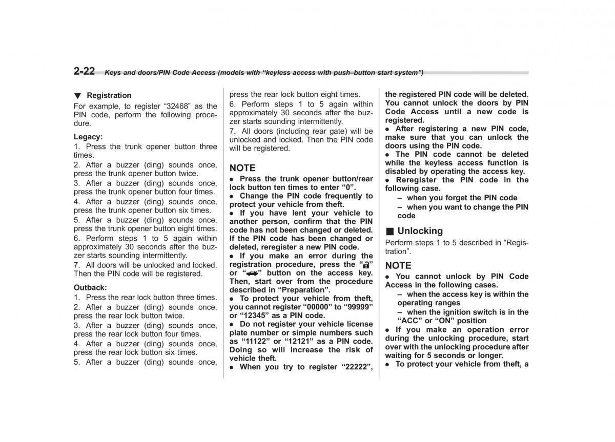 Subaru Outback Legacy V 5 owners manual / page 121