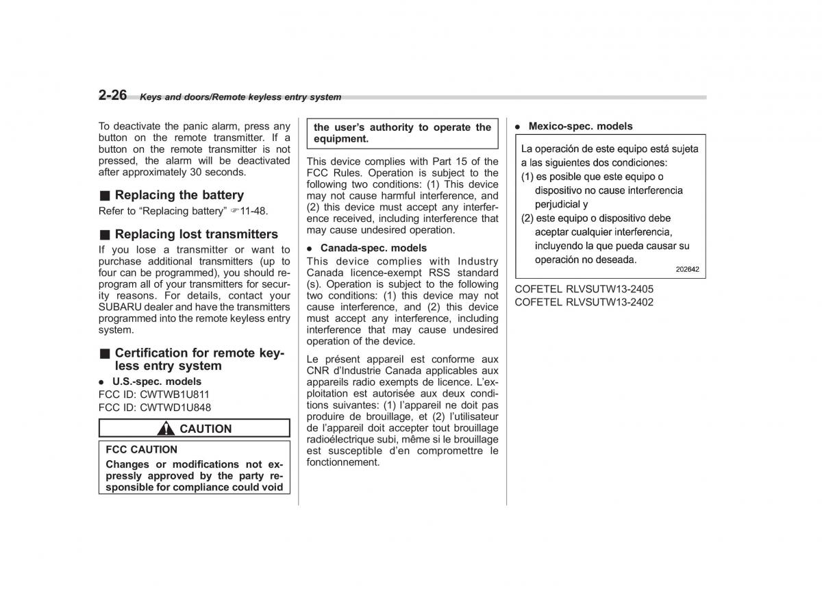 Subaru Outback Legacy V 5 owners manual / page 125