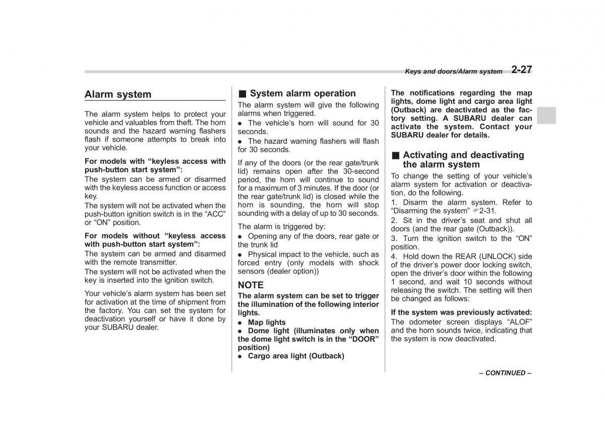 Subaru Outback Legacy V 5 owners manual / page 126