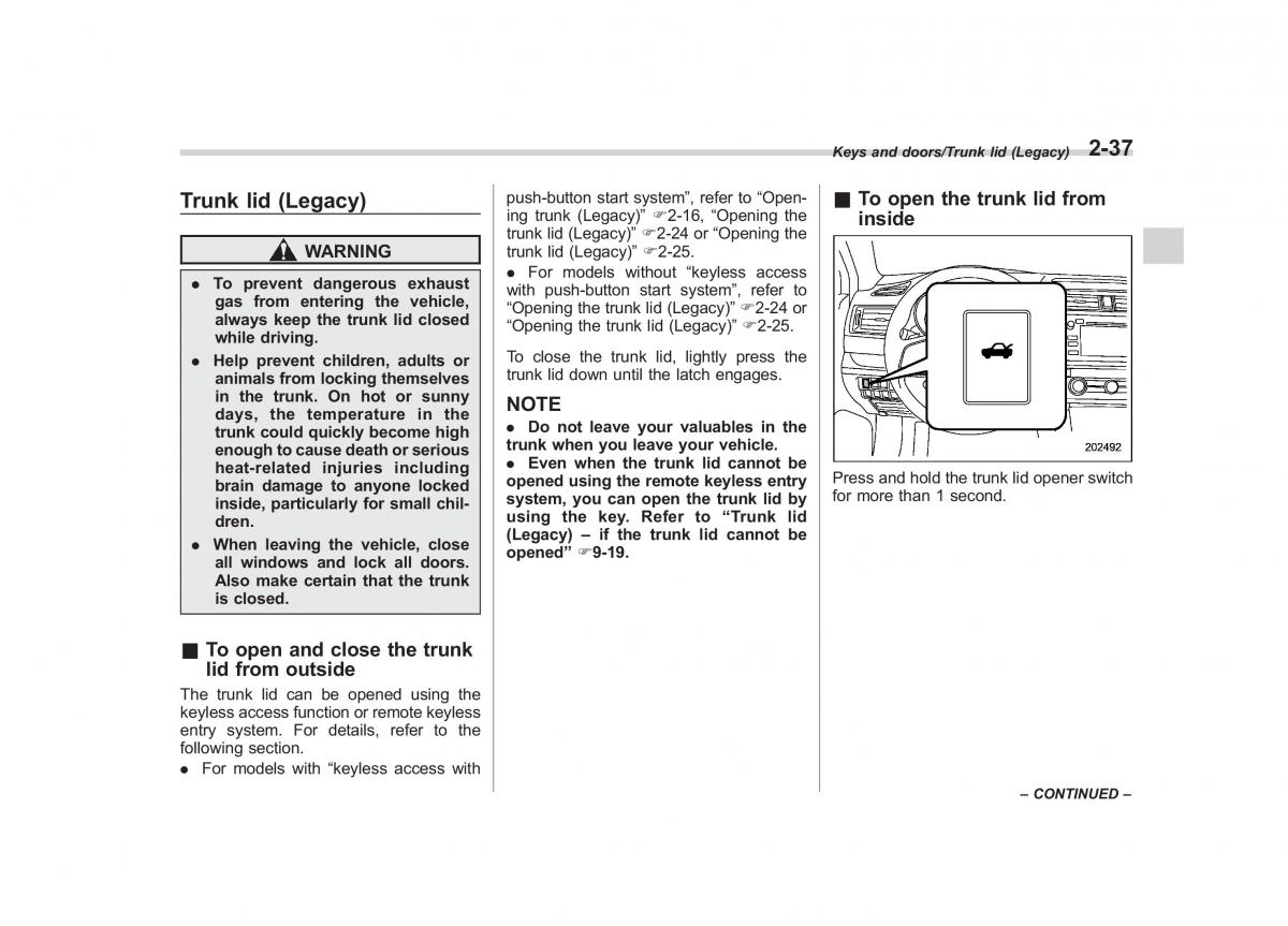 Subaru Outback Legacy V 5 owners manual / page 136