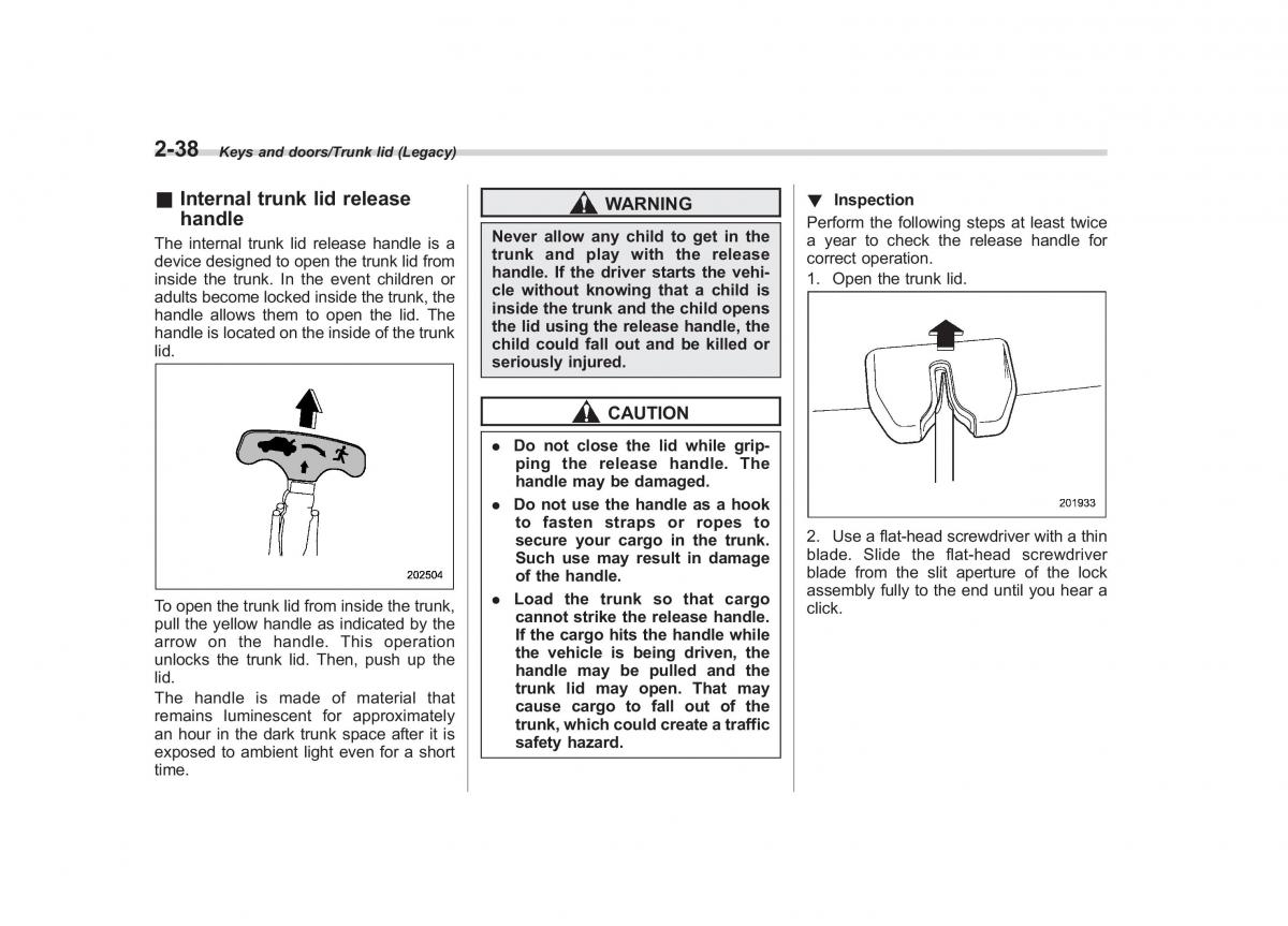 Subaru Outback Legacy V 5 owners manual / page 137