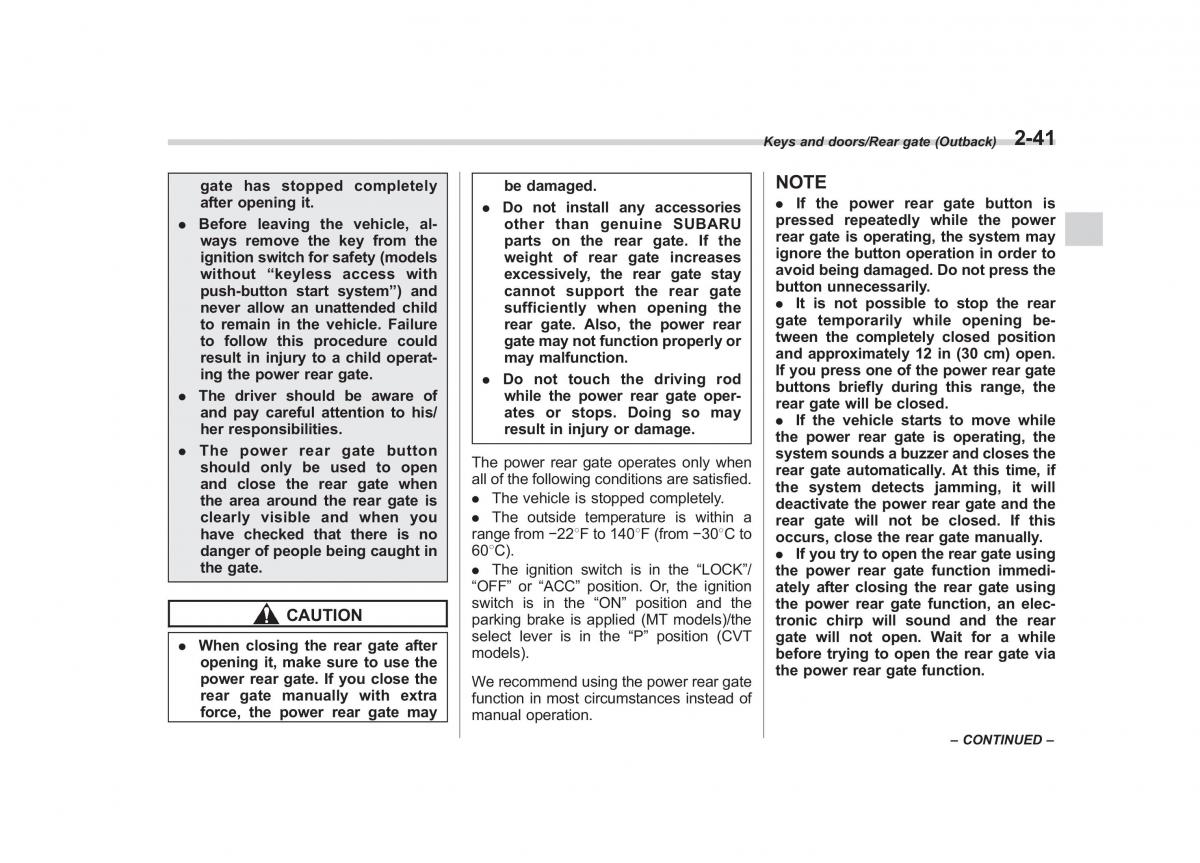 Subaru Outback Legacy V 5 owners manual / page 140