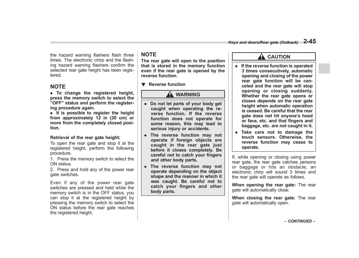 Subaru Outback Legacy V 5 owners manual / page 144