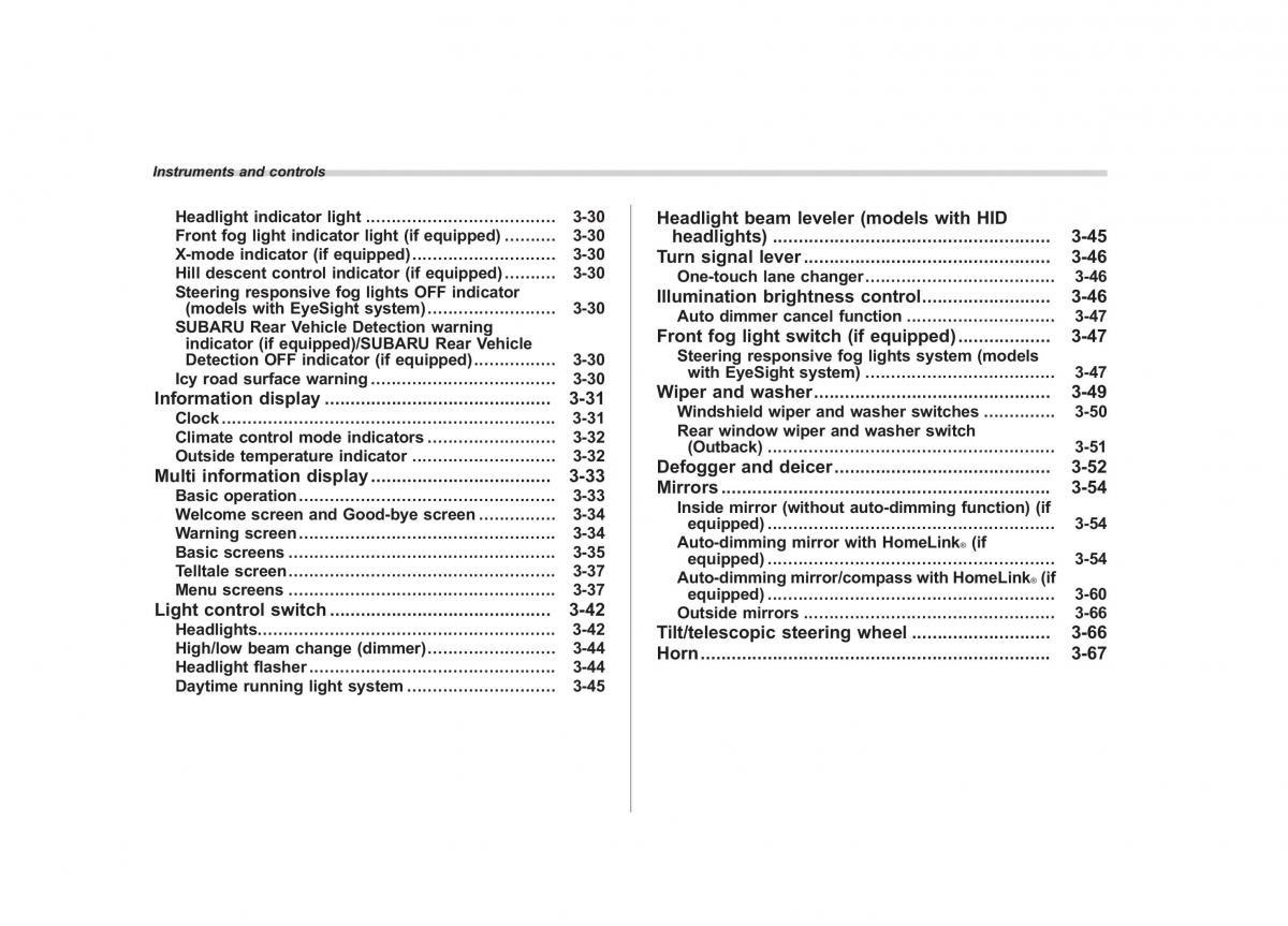 Subaru Outback Legacy V 5 owners manual / page 149