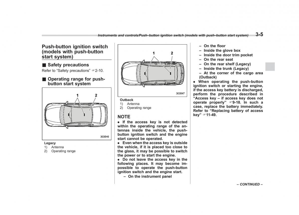 Subaru Outback Legacy V 5 owners manual / page 152