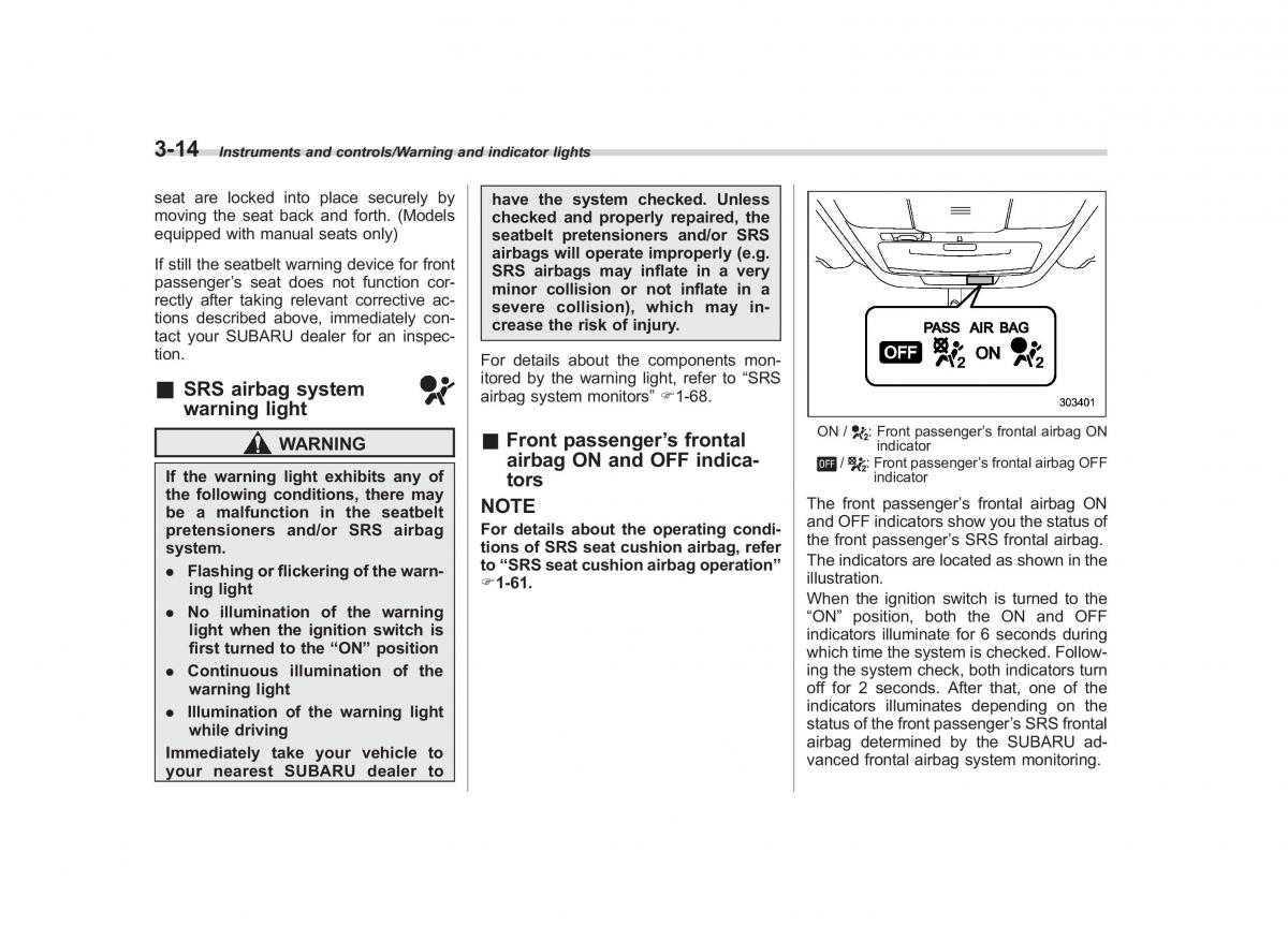 Subaru Outback Legacy V 5 owners manual / page 161