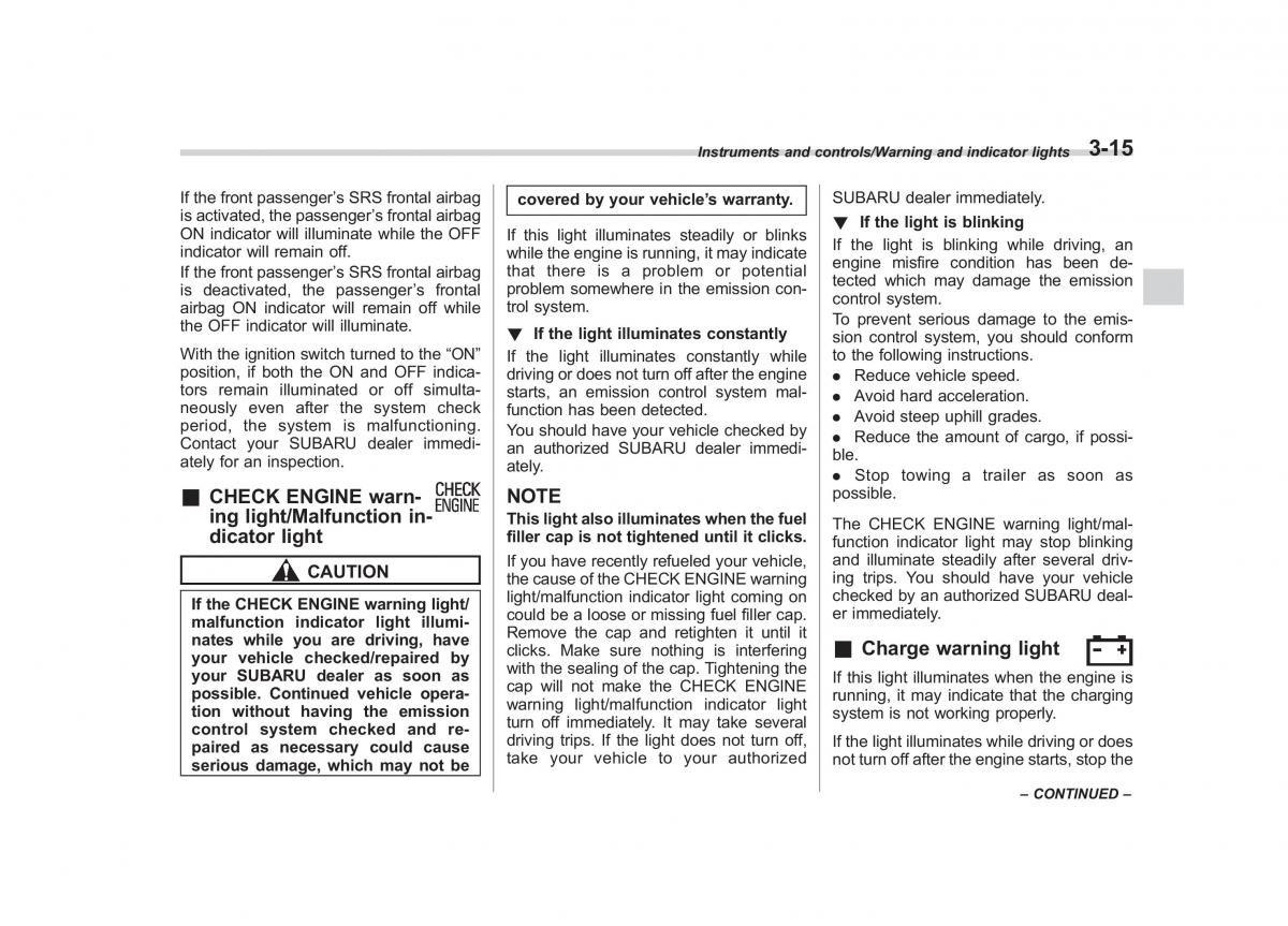 Subaru Outback Legacy V 5 owners manual / page 162