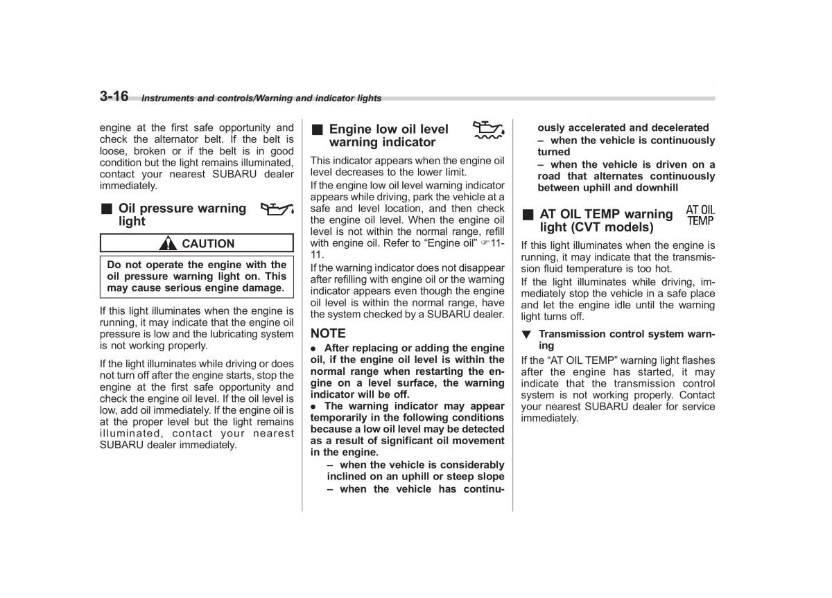 Subaru Outback Legacy V 5 owners manual / page 163