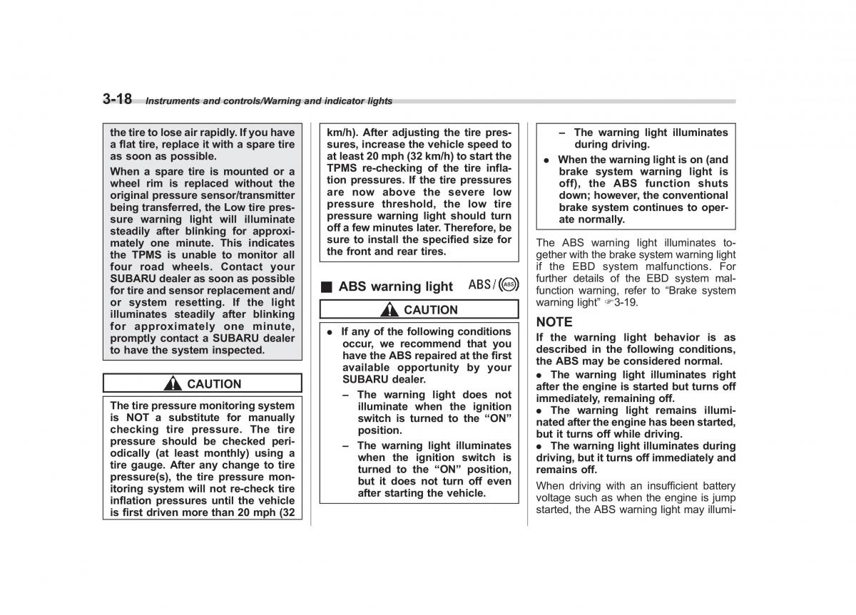 Subaru Outback Legacy V 5 owners manual / page 165