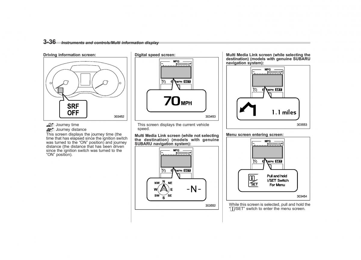 Subaru Outback Legacy V 5 owners manual / page 183