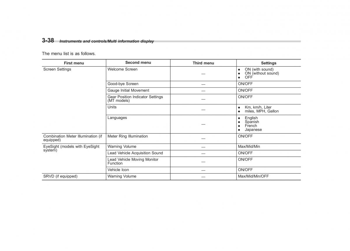 Subaru Outback Legacy V 5 owners manual / page 185