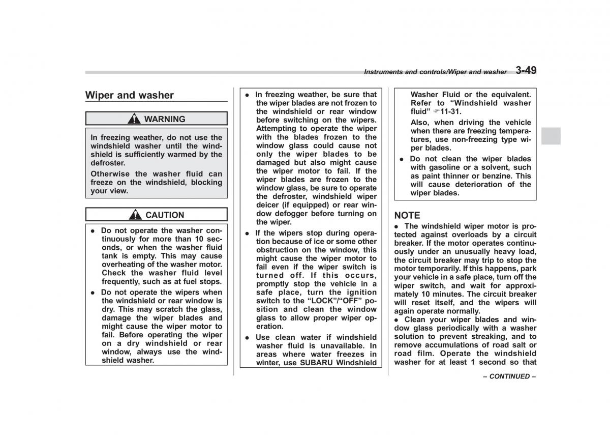 Subaru Outback Legacy V 5 owners manual / page 196